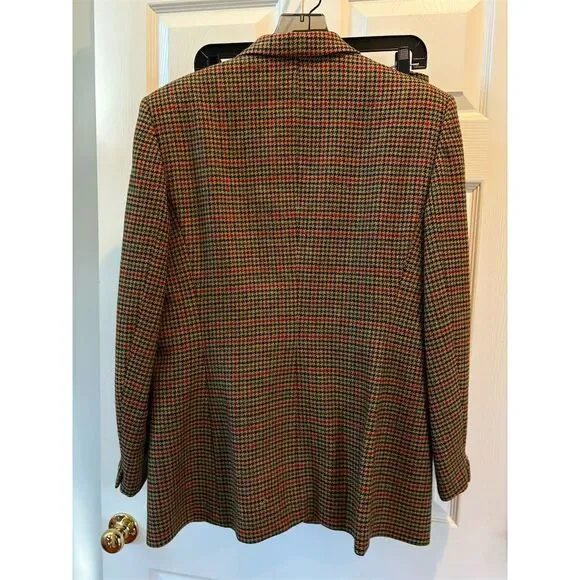 Vintage Jones New York Women's Houndstooth Wool Blazer Skirt Academia Sz12 USA